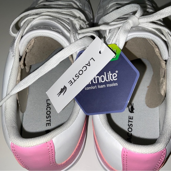 NIB Women’s Lacoste Lerond Sneakers White & Pink Size 6 - Picture 4 of 6
